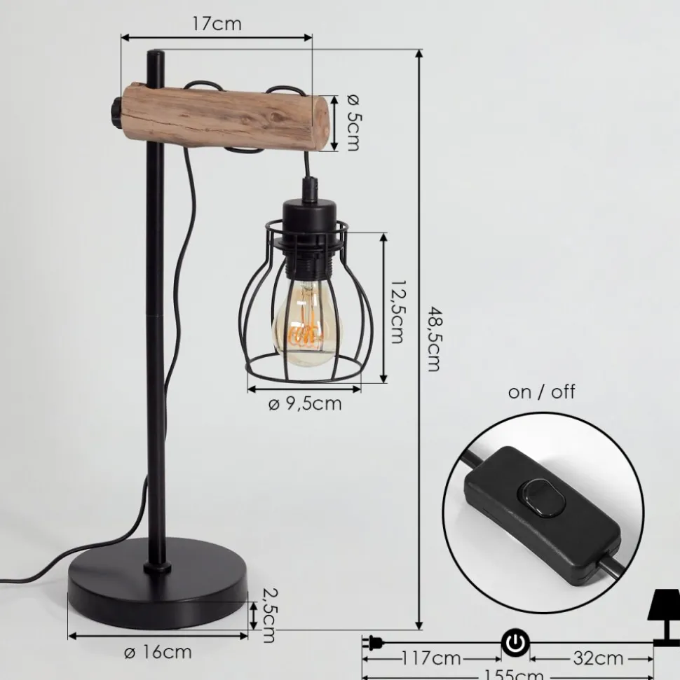 Lampe De Table Gondo Ecru, Noir, 1 Lumiere