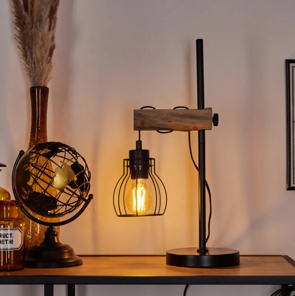 Lampe De Table Gondo Ecru, Noir, 1 Lumiere