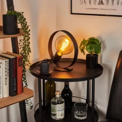 Lampe De Table Gourguel Noir, 1 Lumiere