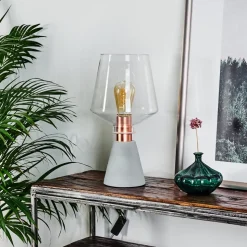 Lampe De Table Jaen Gris, Cuivre, 1 Lumiere