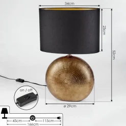 Lampe De Table Lahnus Or, 1 Lumiere