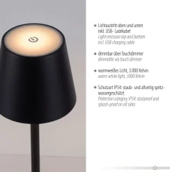 Lampe De Table Leuchten-Direkt Euria Led Noir, 1 Lumiere