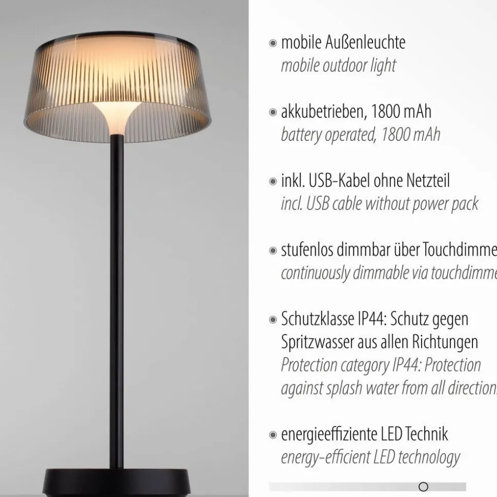 Lampe De Table Leuchten-Direkt Dora Led Noir, 1 Lumiere