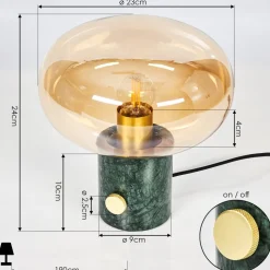 Lampe De Table Maoro Vert, Laiton, 1 Lumiere