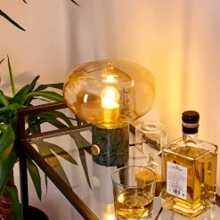 Lampe De Table Maoro Vert, Laiton, 1 Lumiere
