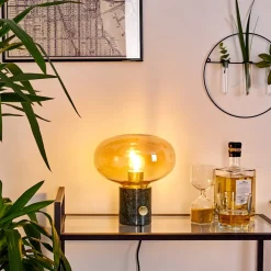 Lampe De Table Maoro Vert, Laiton, 1 Lumiere