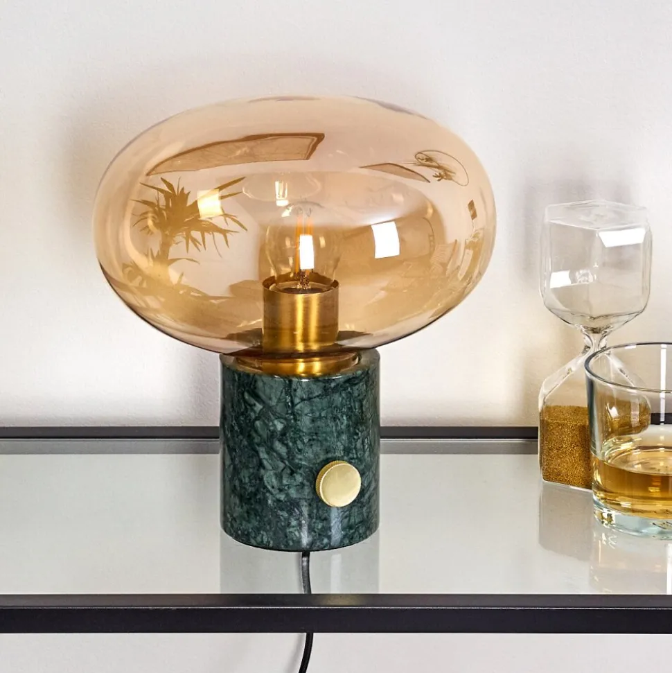 Lampe De Table Maoro Vert, Laiton, 1 Lumiere