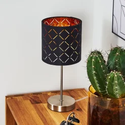 Lampe De Table Meldal Nickel Mat, Noir, 1 Lumiere