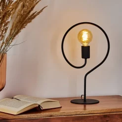 Lampe De Table Mialo Noir, 1 Lumiere