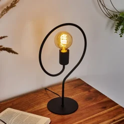 Lampe De Table Mialo Noir, 1 Lumiere