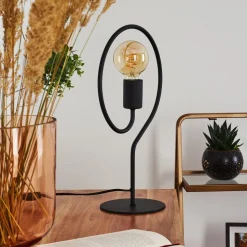 Lampe De Table Mialo Noir, 1 Lumiere