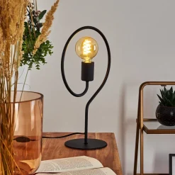 Lampe De Table Mialo Noir, 1 Lumiere