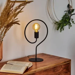 Lampe De Table Mialo Noir, 1 Lumiere