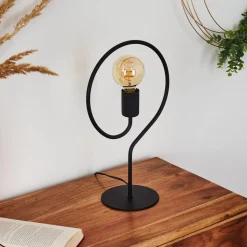Lampe De Table Mialo Noir, 1 Lumiere