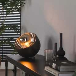 Lampe De Table Mirror Nickel Mat, Noir, 1 Lumiere