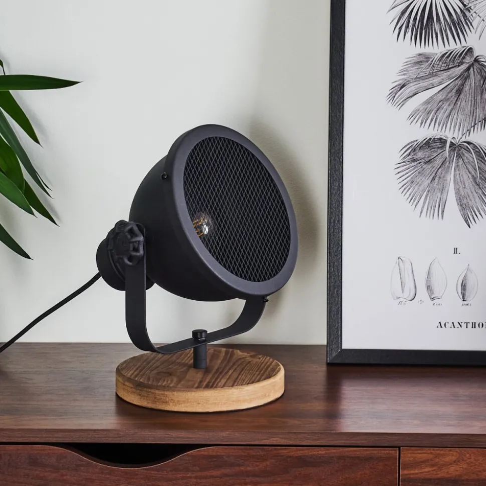 Lampe De Table Ogho Bois Fonce, Noir, 1 Lumiere