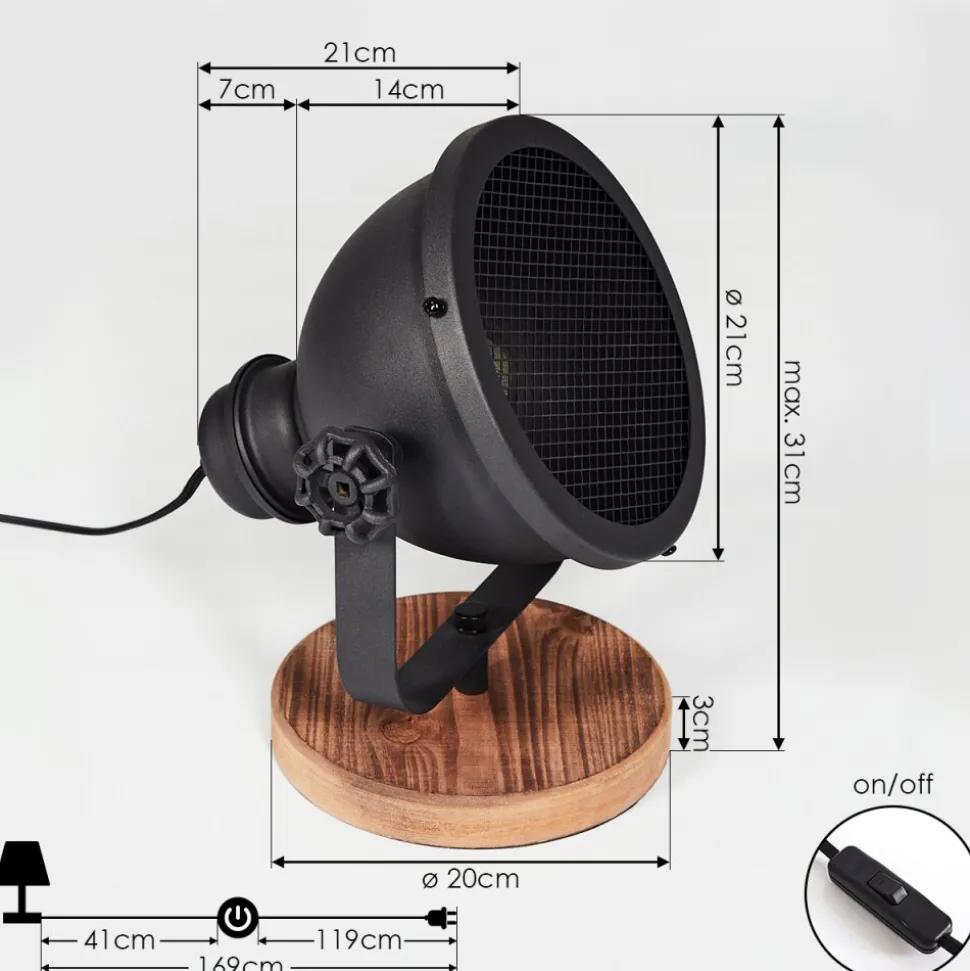 Lampe De Table Ogho Bois Fonce, Noir, 1 Lumiere