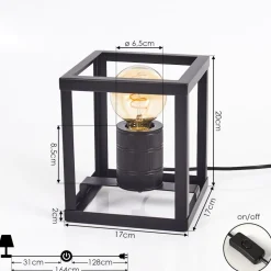 Lampe De Table Salla Noir, 1 Lumiere
