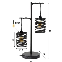 Lampe De Table Sluis Noir, 2 Lumieres