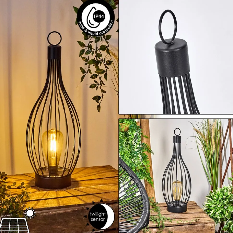 Lampe De Table Solairequillagua Led Noir, 1 Lumiere