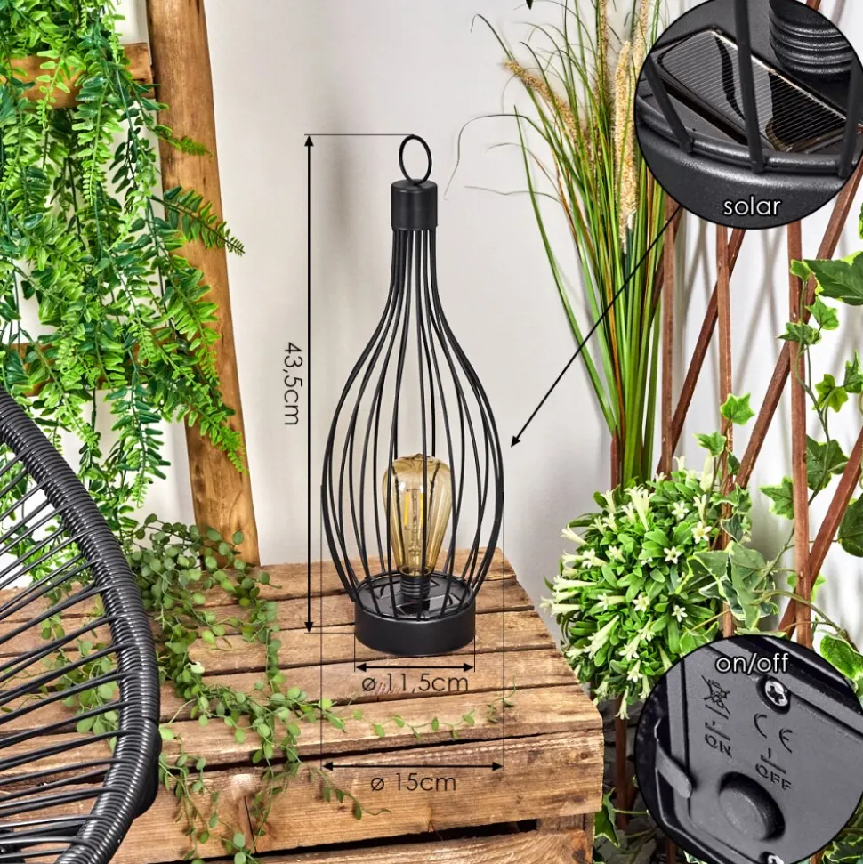 Lampe De Table Solairequillagua Led Noir, 1 Lumiere