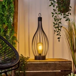 Lampe De Table Solairequillagua Led Noir, 1 Lumiere