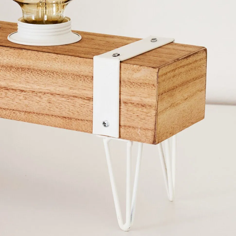 Lampe De Table Torrevieja Bois Clair, Blanc, 4 Lumieres