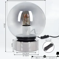 Lampe De Table Vilmar Chrome, 1 Lumiere