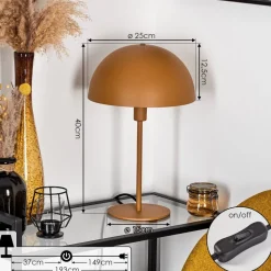 Lampe De Table Vivian Ocre, 1 Lumiere