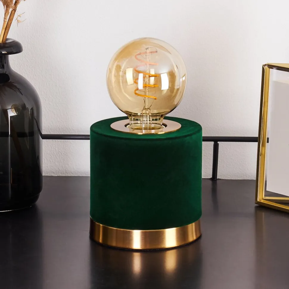 Lampe De Table Weruga Vert, Laiton, 1 Lumiere