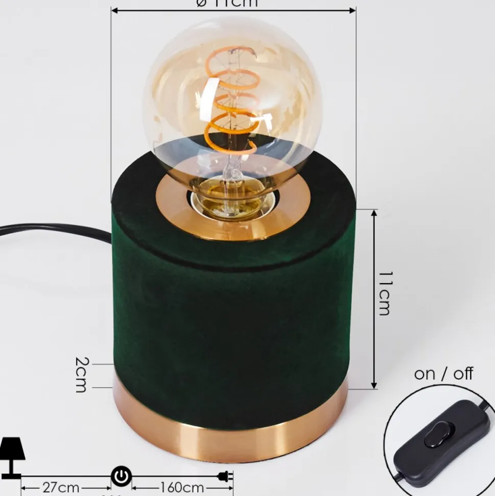 Lampe De Table Weruga Vert, Laiton, 1 Lumiere