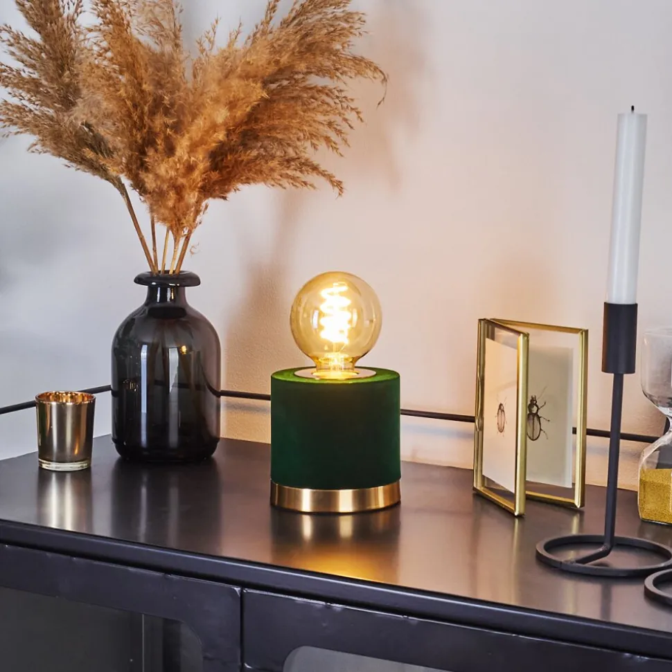 Lampe De Table Weruga Vert, Laiton, 1 Lumiere