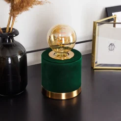 Lampe De Table Weruga Vert, Laiton, 1 Lumiere