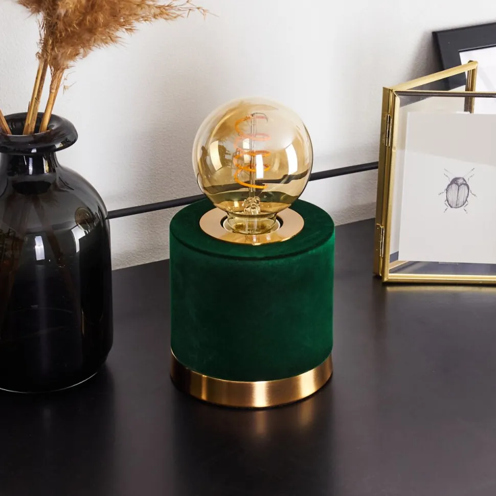 Lampe De Table Weruga Vert, Laiton, 1 Lumiere
