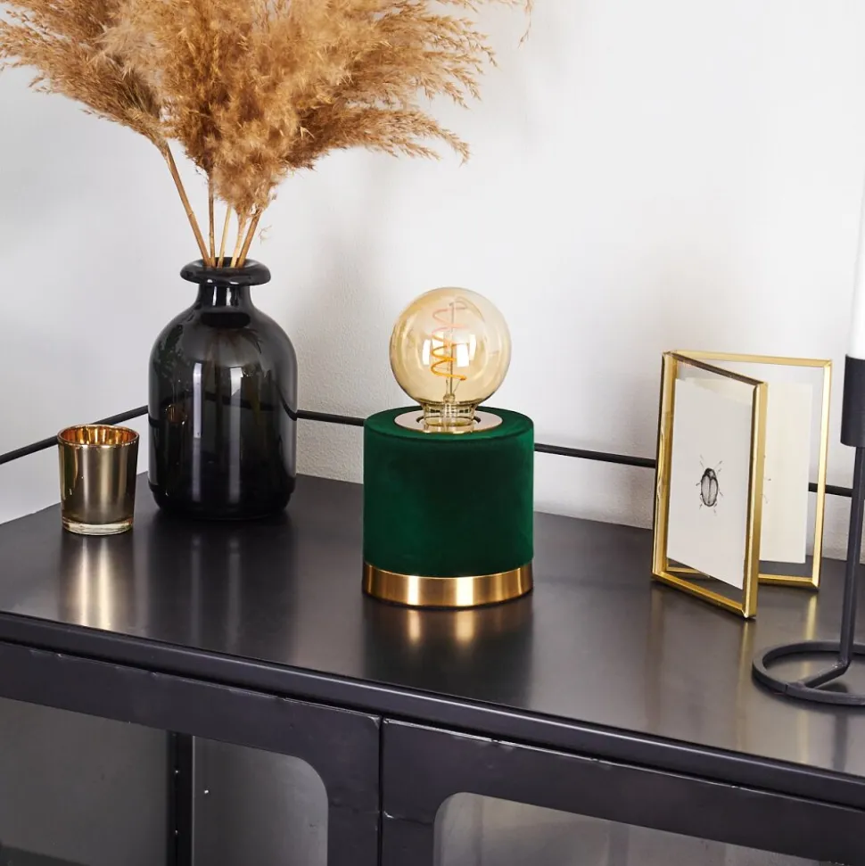 Lampe De Table Weruga Vert, Laiton, 1 Lumiere