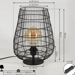 Lampe De Table Yachats Noir, 1 Lumiere