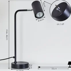 Lampe De Table Zuoz Chrome, Noir, 1 Lumiere