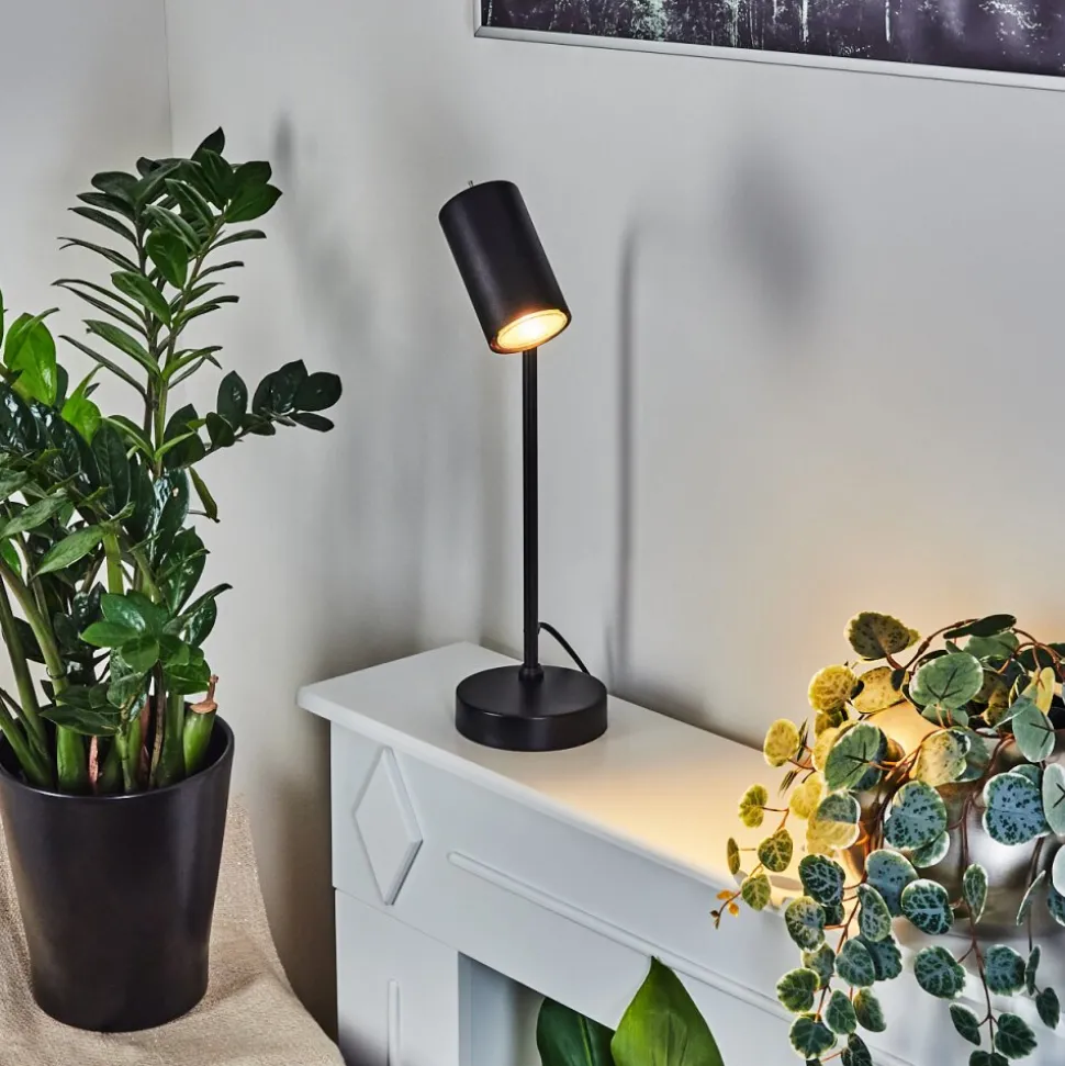Lampe De Table Zuoz Chrome, Noir, 1 Lumiere