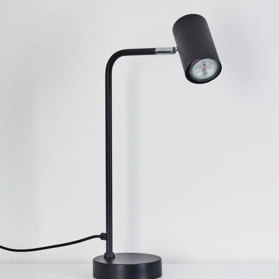 Lampe De Table Zuoz Chrome, Noir, 1 Lumiere