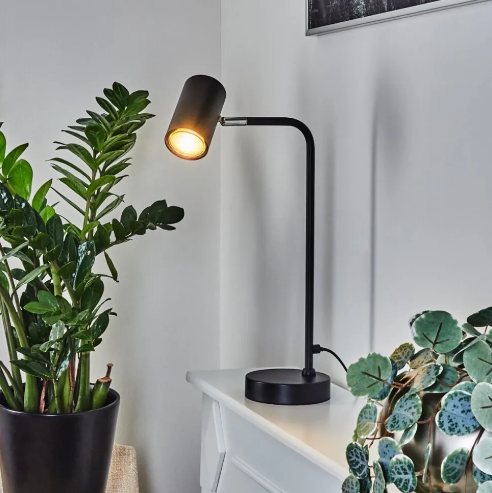 Lampe De Table Zuoz Chrome, Noir, 1 Lumiere