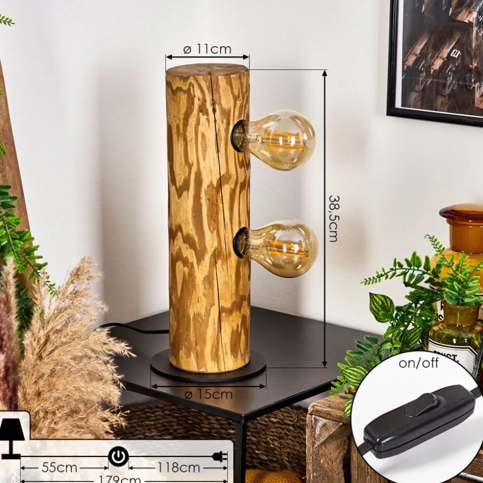 Lampe De Tablecanedo Ecru, Noir, 2 Lumieres