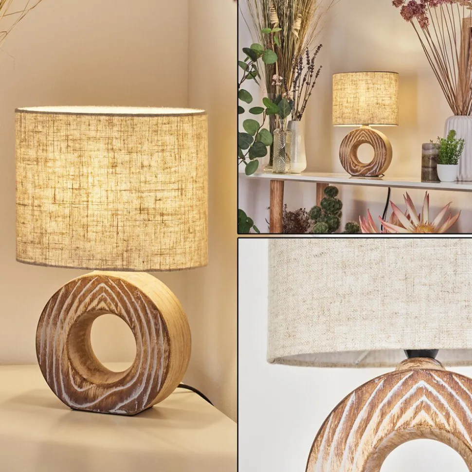 Lampe De Tablefrancillon Brun, Chrome, Couleur Bois, 1 Lumiere