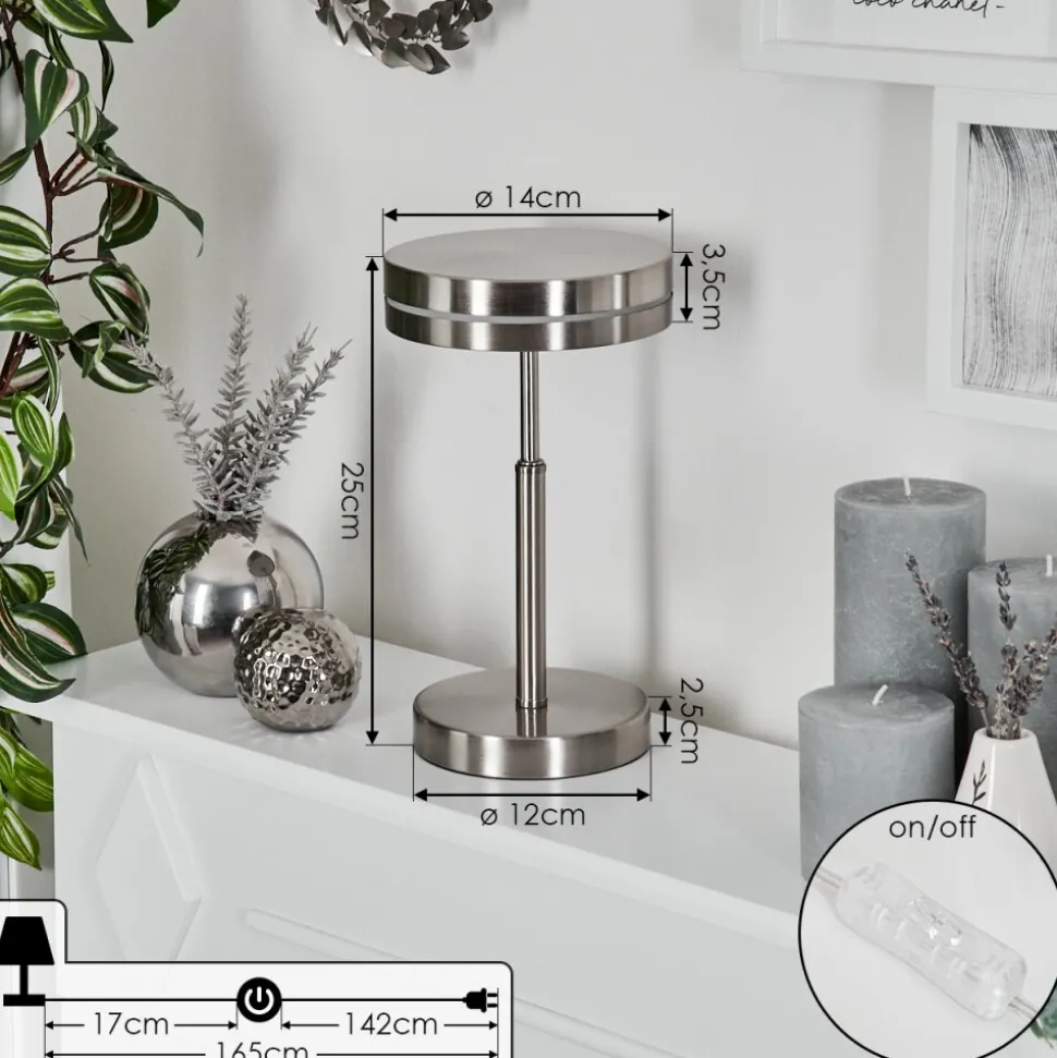 Lampe De Tablehuallilemu Led Nickel Mat, 1 Lumiere