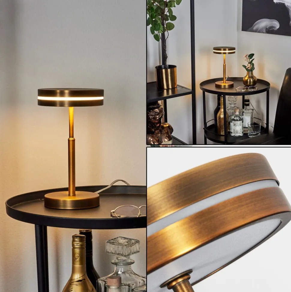 Lampe De Tablehuallilemu Led Vieux Laiton, 1 Lumiere