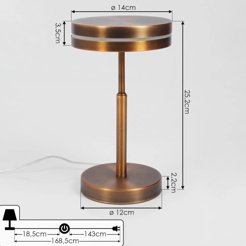Lampe De Tablehuallilemu Led Vieux Laiton, 1 Lumiere