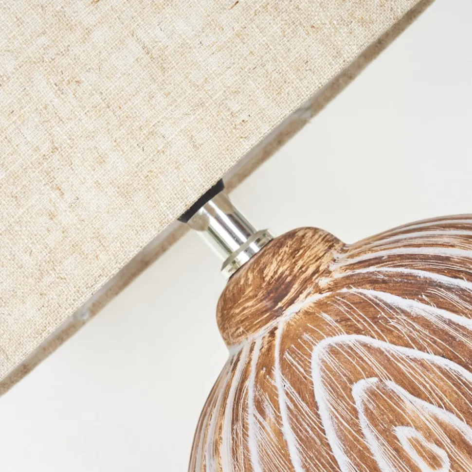 Lampe De Tablelahnus Brun, Couleur Bois, Blanc, 1 Lumiere