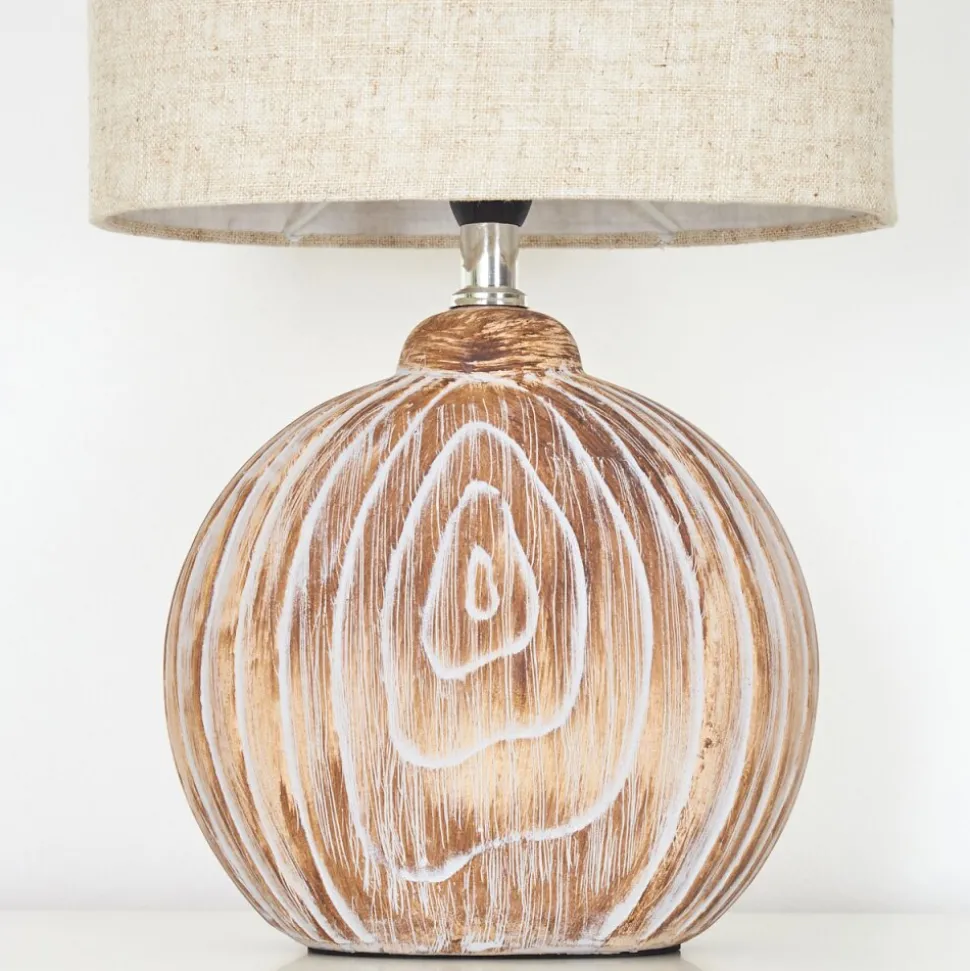 Lampe De Tablelahnus Brun, Couleur Bois, Blanc, 1 Lumiere