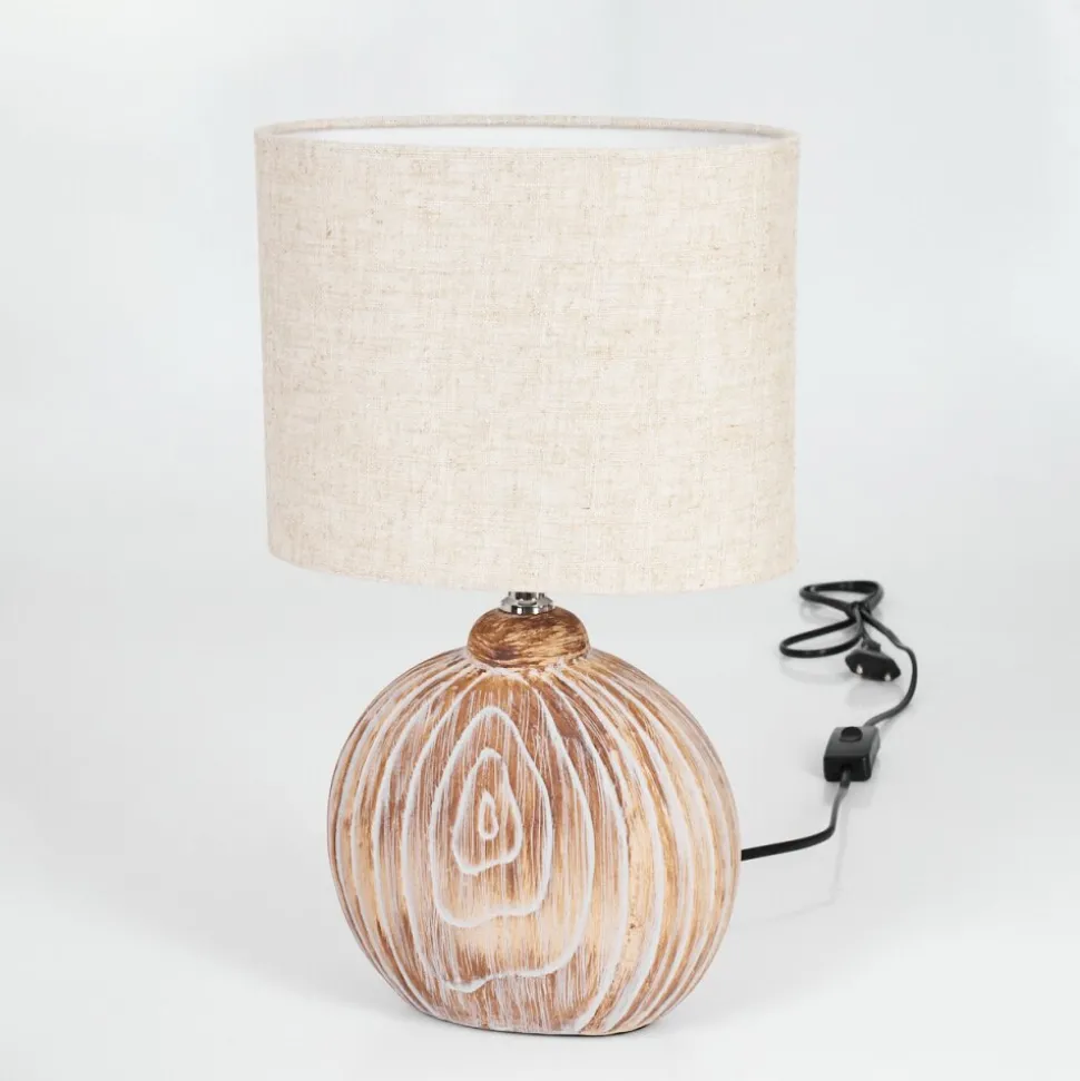 Lampe De Tablelahnus Brun, Couleur Bois, Blanc, 1 Lumiere