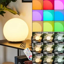 Lampe De Tableloural Led Nickel Mat, 1 Lumiere, Telecommandes, Changeur De Couleurs