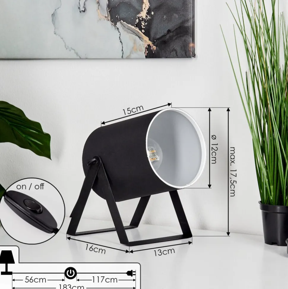 Lampe De Tablepuelches Noir, 1 Lumiere